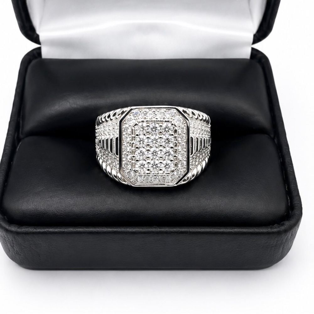 925 Sterling Silver 2.50CT MOISSANITE Men’s Ring Size 9,10,11 or 12